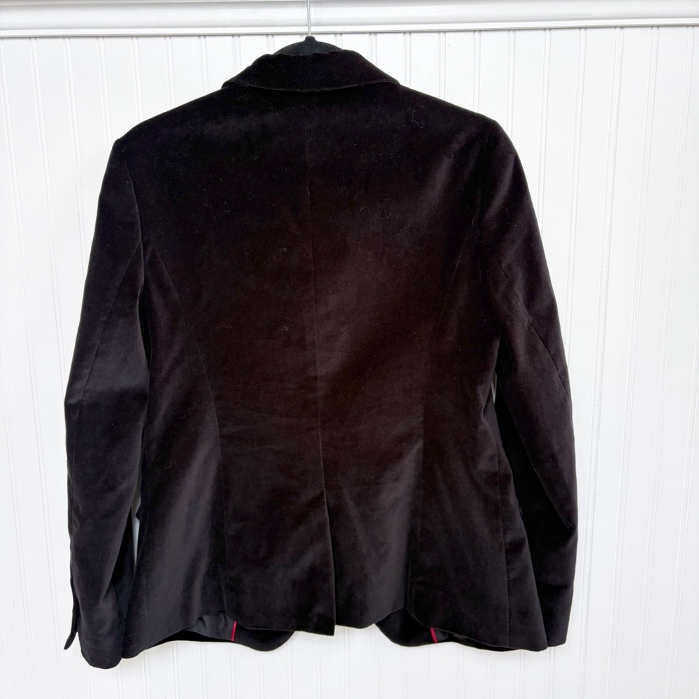 Talbots Solid Black Velvet Blazer Jacket One-Butt… - image 2